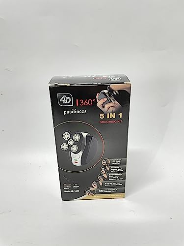 Afeitadora Eléctrica Hombre,Afeitadora Eléctrica 5 en 1 Para Hombres,Afeitadoras de Cabeza Flotante 4D para Hombres Calvos,Kit de Aseo Inalámbrico Skull Shaver 5 Head con IPX7 Impermeable,para Barba