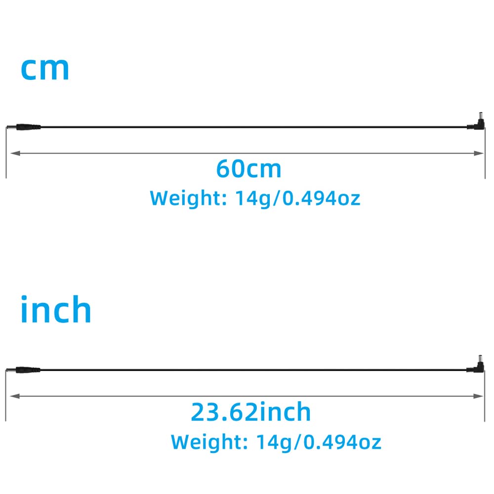 Godtone - Paquete de 4 cables CC para pedal de efecto de guitarra, 5,5 mm x 2,1 mm, cable de alimentación macho a macho (4 cables de alimentación)