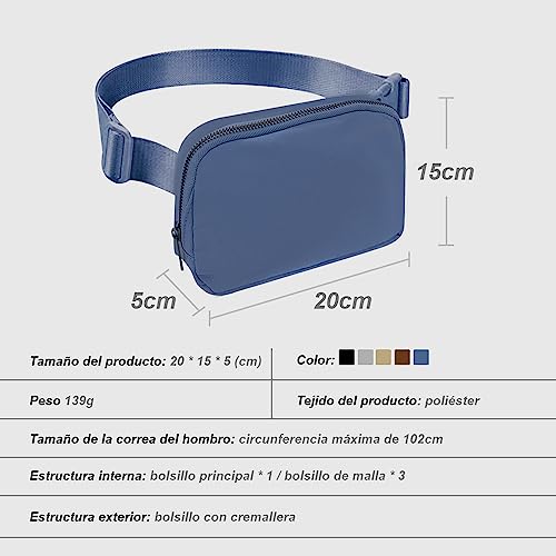 Cangurera Deportiva, Riñoneras Deportiva con Tela Impermeable de Amplia Capacidad, Bolsas de Crossbody Cinturón de Viaje de Seguridad para Pasaporte, Efectivo y Tarjetas,Cinturón Ajustable (Azul)