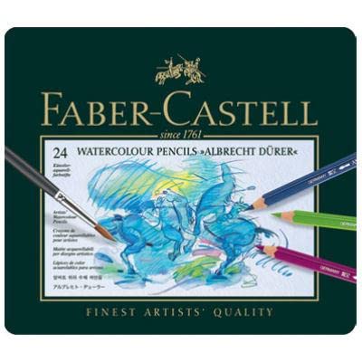Faber-Castell Albrecht Dürer Colores Acuarelables Profesional con 24 Diferentes Colores, estos lápices acuarelables combinan la precisión del dibujo con la fluidez de la acuarela