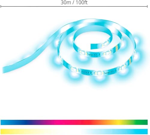 Tira de Luz LED WiZ Connected Multicolor 100 Pies con Control de Voz y App para Hogar Inteligente