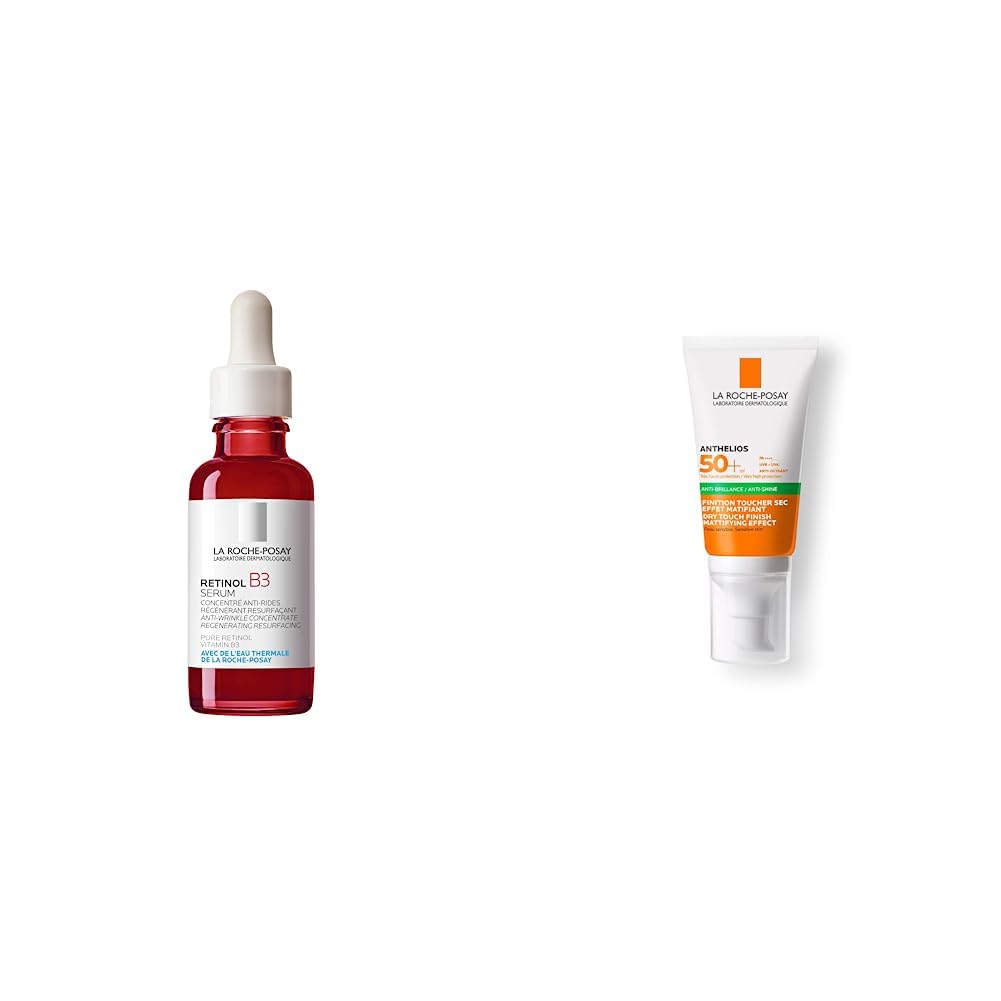 La Roche-Posay La roche posay retinol b3 serum anti-arrugas 30 ml + La Roche Posay Anthelios Toque Seco FPS 50+ Protector Solar Facial para Piel Grasa, 50 ml (el empaque puede variar)