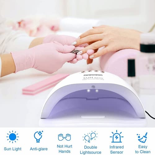 VOICEPTT Lámpara de uñas para esmalte de gel,180W 45 UV/LED Secador de uñas profesional UV Lámpara de uñas LED con 4 ajustes de temporizador, Pantalla LCD, Función de temporizador de memoria y pausa