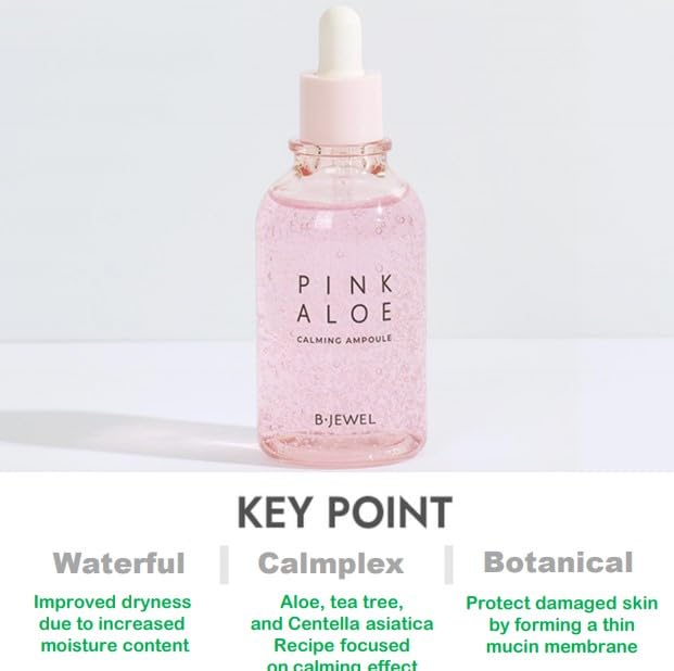 Ampolla de Aloe Rosa BJEWEL 100 ml | Potente Hidratante con Aloe Vera | Cuidado de piel Coreano - Formula Calmante y Nutritiva