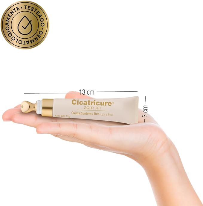 CICATRICURE 4 PACK GOLD LIFT, Crema de Día 50g + CICATRICURE GOLD LIFT, Crema de Noche 50g + CICATRICURE GOLD LIFT Serum Facial con EFECTO TENSOR 27ml + CICATRICURE GOLD LIFT, Ojos y Boca 15g