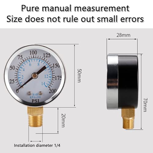 Manómetro Compresor de Aire NPT 0-200PSI con Caja Metálica de Montaje Inferior