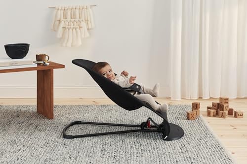 BabyBjörn Silla Mecedora para Bebé Balance Soft, Tejido, Negro/Gris oscuro