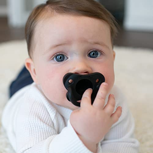 Chupete de Bebé Dr. Brown's Negro Gris Blanco Diseño Contorneado de Silicona para 0-6 Meses Paquete de 3