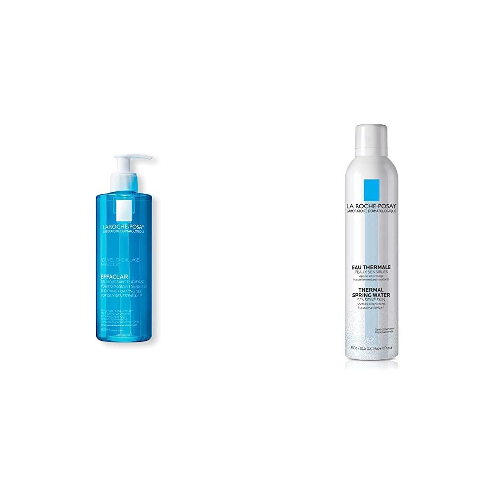 La Roche Posay Effaclar Gel Purificante Gel Limpiador Facial para Piel Grasa, 400 ml + La Roche Posay Agua Termal para Piel Sensible, 300 ml