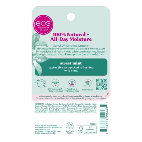 eos Organic Lip Balm Sphere - Sweet Mint | Certified Organic & 100% Natural | 0.25 oz.