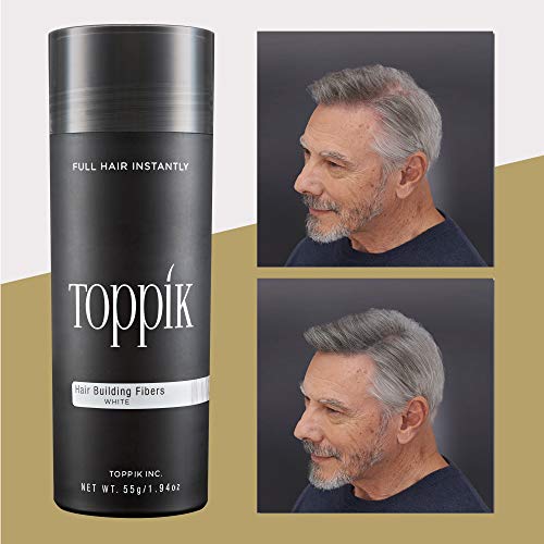 TOPPIK Hair Building Fibers, White, 1.94 oz.