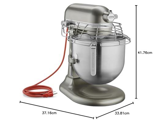 KitchenAid KSMC895CU - Mezclador de encimera comercial de 8 cuartos con protector de tazón, 10 velocidades, impulsado por engranajes, contorno plateado