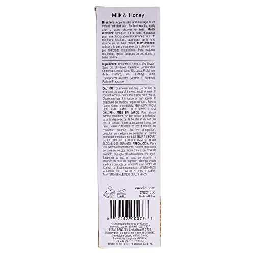 Aceite Corporal Hidratante Cuccio Naturale Leche y Miel con Fórmula Sin Parabenos para Reparación de Piel Seca