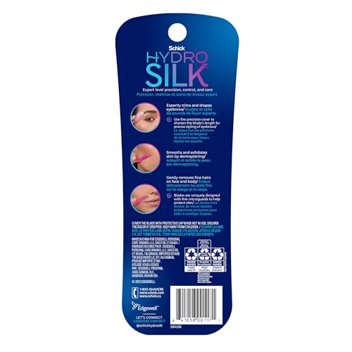 Schick Hydro Silk - Herramienta exfoliante exfoliante multiusos Schick Silk Touch-Up, maquinilla de afeitar para cejas y maquinilla de afeitar facial con cobertura de precisión, 3 unidades