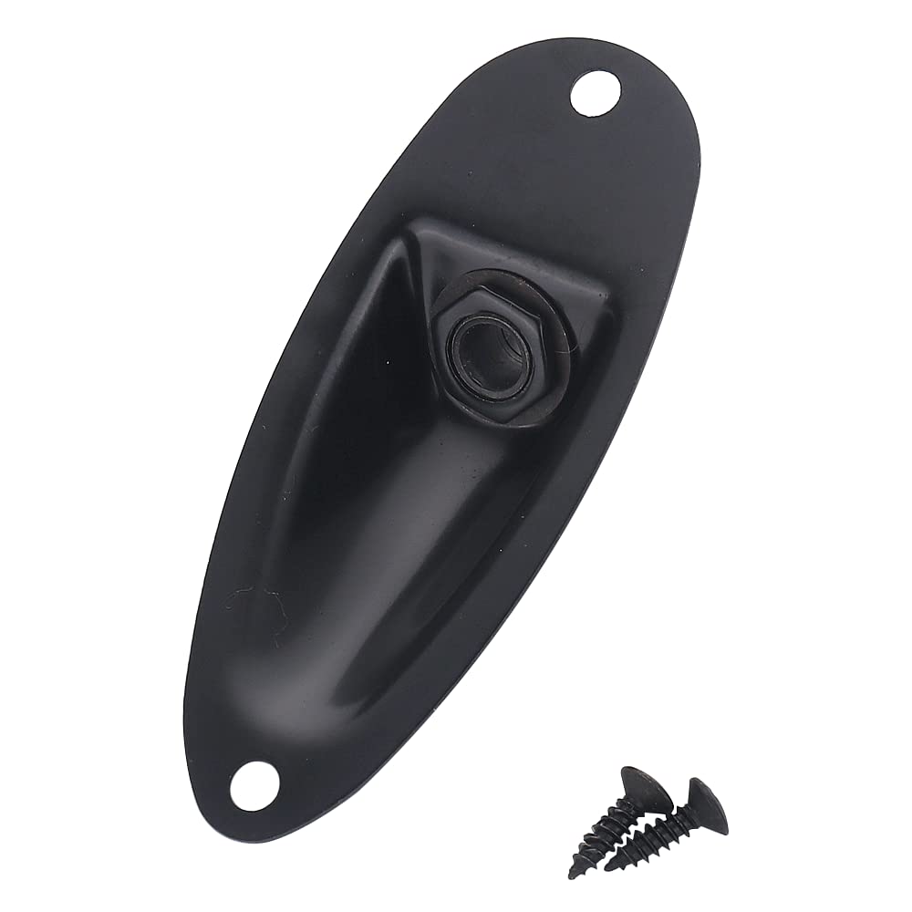 XIYANGJUAN - Conector de entrada para guitarra, color negro, estilo barco, 1/4 pulgadas, con carga, salida de guitarra, casquillo de placa para Fender Strat Stratocaster guitarra eléctrica (negro)