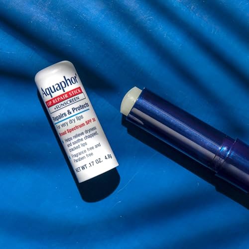 Aquaphor Lip Repair Stick with Sunscreen, Lip Protectant, Soothes Dry Chapped Lips, 0.17 Oz Stick (Pack of 4)