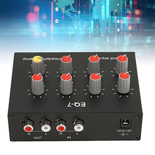 Ecualizador Gráfico HiFi Separa de Aleación de Aluminio 7 Bandas Ajuste de Graves y Altos 12Db