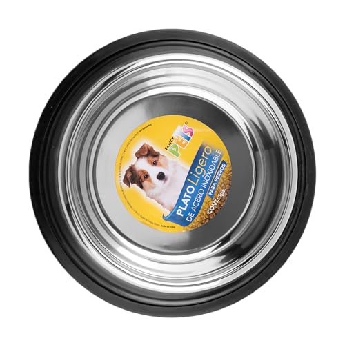 Fancy Pets Plato de Acero Inoxidable Ligero Antiderrapante para Perro con 32 Onzas o 907 Gramos