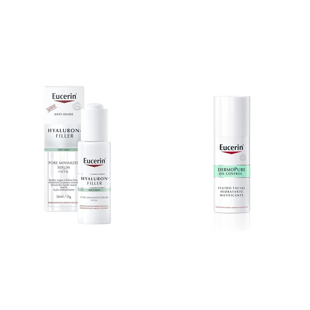 Eucerin hyaluron-filler pore minimizer serum 30ml + Fluido Facial Hidratante Matificante para piel grasa, 50 ml