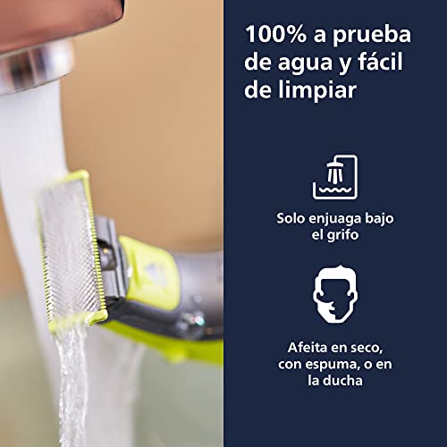 Philips OneBlade Recortadora y Afeitadora Eléctrica Face & Body 3 peines guía, 2 peines para cuerpo, QP2824/10