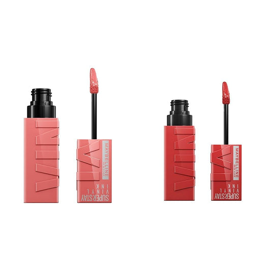 Labial Líquido Brillante, Maybelline Superstay Vinyl Ink Nudes tono Charmed, 4.2ml + Labial líquido brillante Super Stay Vinyl Ink Peachy