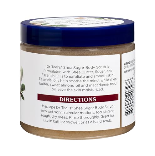 Dr Teal's Scrub Exfoliante para la Piel con Manteca de Karité y Azúcar, 19 Onzas