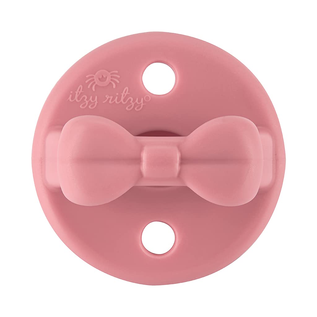 Itzy Ritzy Sweetie Chupetes de silicona ortodónticos con mango plegable y dos agujeros de aire para mayor seguridad, juego de zapatillas de ballet y onagra, para edades de 6 a 18 meses, OSP8324618