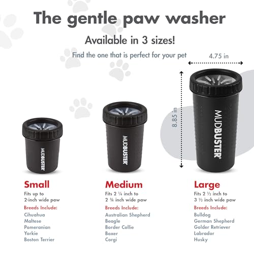 Dexas MudBuster - Limpiador portátil para Patas de Perro, Grande, Negro Mate, edición Especial (PW72025-22WP)