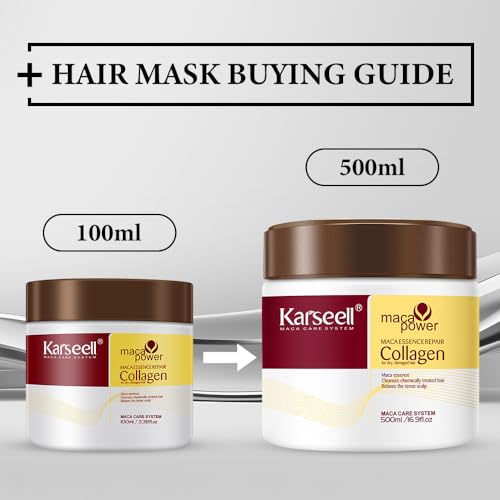 Karseell Collagen Hair Treatment Deep Repair Conditioning Argan Oil Collagen Hair Mask Essence for Dry Damaged Hair All Hair Types 3.38floz 100ml