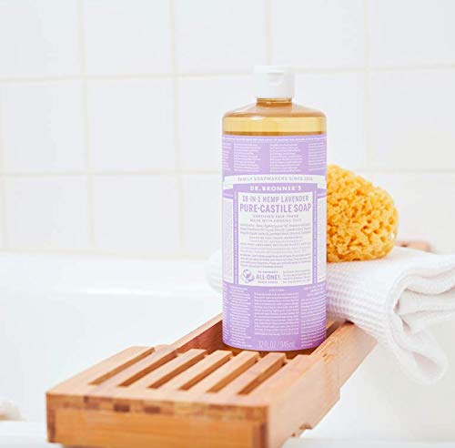 Dr. Bronner's | Jabón de castilla orgánico multiusos, ideal para todo el cuerpo, 100% biodegradable con aceite esencial relajante de Lavanda 946 ml