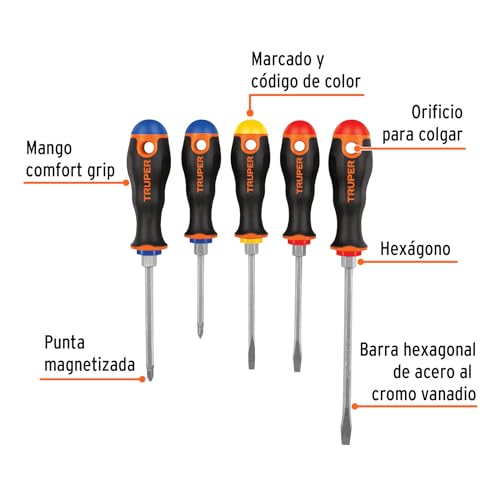 Juego de Desarmadores Truper Comfort Grip 5 Piezas