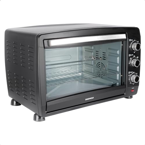 DAEWOO Horno tostador de 40 L Daewoo DOT-1666 con control de temperatura ajustable y temporizador y puerta de vidrio templado