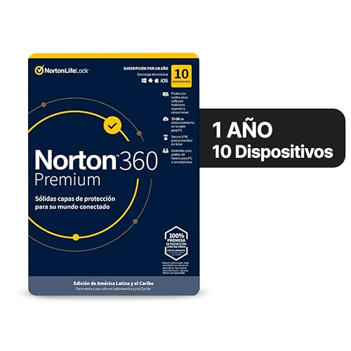 Norton Antivirus 360 Premium 75gb 10 Dispositivos 1 Año