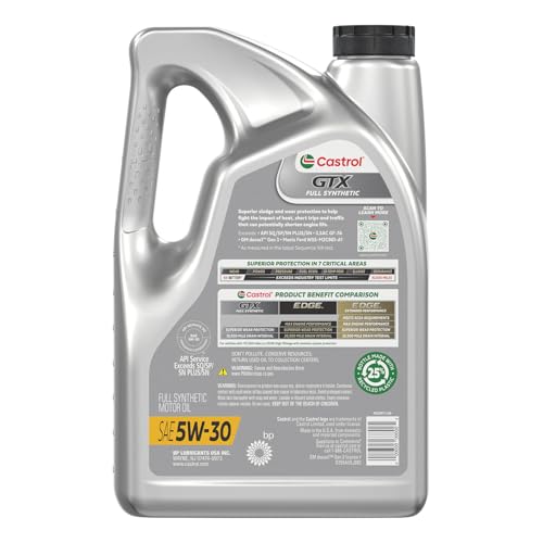 Castrol GTX - Aceite de motor sintético completo 5W-30, 5 cuartos de galón