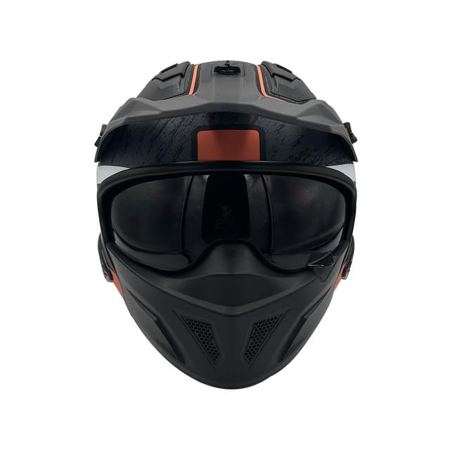 Casco Motocicleta Modular Marca Edge - Kombat - Flip UP Visor Doble ANTIVAHO- Certificado Dot - Moto Moto Casco Cascos de para Guantes Funda Pegatina Motocross Pegatinas (Gris/Naranja Mate, M)