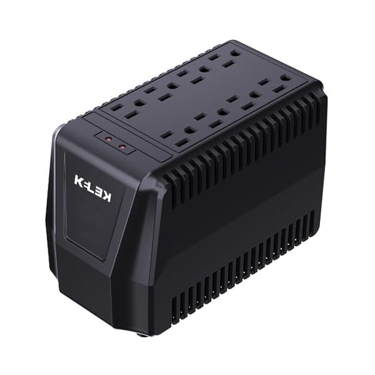Regulador de Voltaje KELEK Negro con 8 Contactos Aterrizados y Regulados 700 Watts