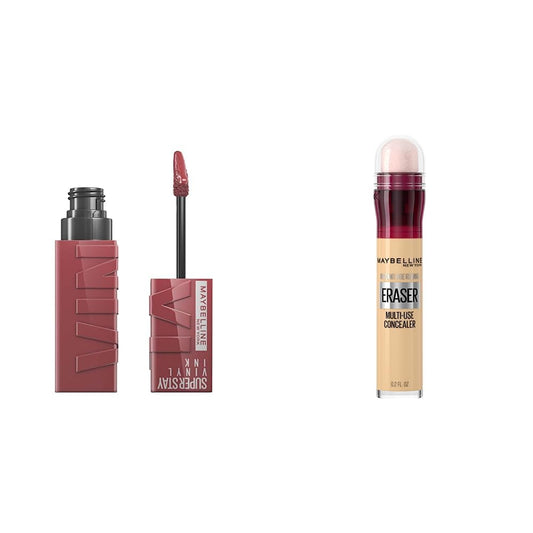 Labial líquido brillante Maybelline Super Stay Vinyl Ink Witty + Corrector de Maquillaje Instant Age Rewind, Neutralizer, 6 ml