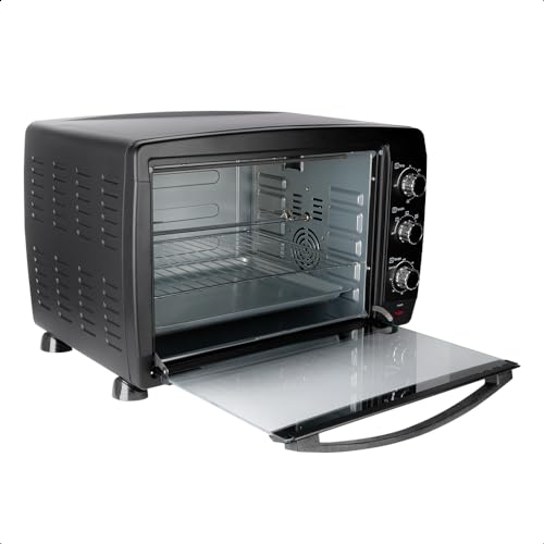 DAEWOO Horno tostador de 40 L Daewoo DOT-1666 con control de temperatura ajustable y temporizador y puerta de vidrio templado