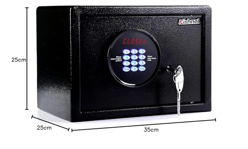 Kishnell | Caja Fuerte de Seguridad Electronica Pantalla LCD Personal Fija Metalica OficIna Hogar Hotel con Llave