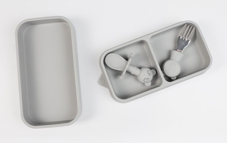 KATORI - Plato de succión infantil para bebé para ir | Juego de 5 platos de silicona de viaje con bolsa de viaje | Plato para niños pequeños | Esencial de viaje para bebés | Tazón para bebés | Platos