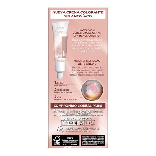 Pack de 2 Tintes sin Amoniaco L'Oréal Paris Excellence Tono 8U Rubio Claro Universal - Coloración Profesional para Cabello