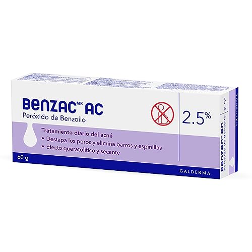Benzac AC 2.5% 1 pz 60g Gel para Barros y Espinillas Auxiliar en el Tratamiento del Acné Causado por la Bacteria C.Acnes Formulado con Peróxido de Benzoílo