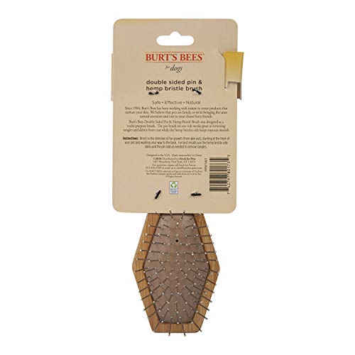 Burt's Bees for Dogs cepillo para polvo de doble cara con cerdas de cáñamo para perros, el mejor cepillo para polvo multiuso para perros para reducir el desprendimiento | para perros grandes de pelo largo y corto