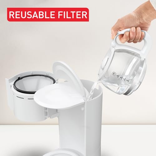 Cafetera de Filtro Permanente T-Fal Blanca con Sistema Antigoteo