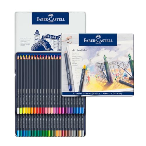 Faber-Castell Colores Goldfaber para Arte con 48 colores elaborados con excelente resistencia a la luz y a caídas, son ideales para artistas profesionales y aficionados que buscan proyectos creativos