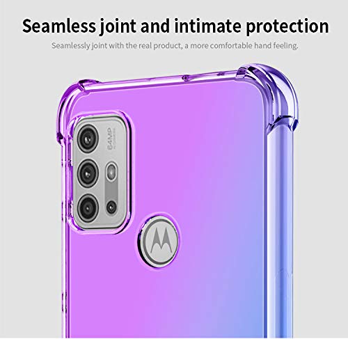 DABUNA Funda para Moto G10 y G30 y G10 Power y G20 Case Uso Rudo,Transparente Colores Degradados Protectora de Cámara Anticaída Carcasa Bumper(Púrpura Azul)