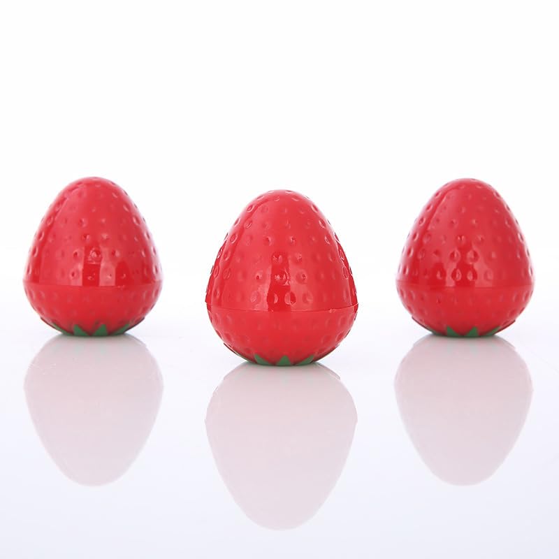 Caja de 24 Bálsamos Labiales con Extractos de Plantas para Labios Brillantes e Hidratados - Ideal para el Cuidado Invernal - Forma de Fresa - Empaque Atractivo