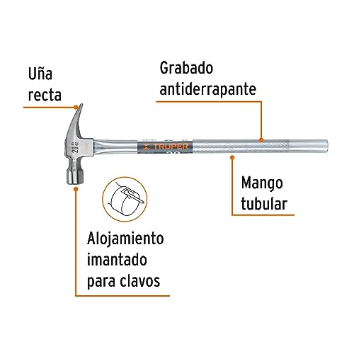 Martillo Uña Recta Truper MTR-20X Mango Tubular 20 oz