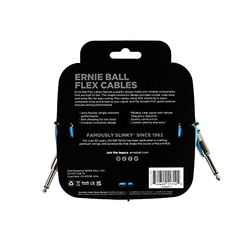 Ernie Ball Flex Cable para instrumentos, recto/recto, 6.1m - Azul