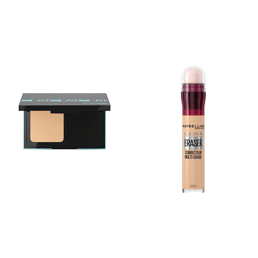 FIT ME POWDER FOUNDATION 128 WARM NUDE + Corrector de Maquillaje Instant Age Rewind, Light, 6 g